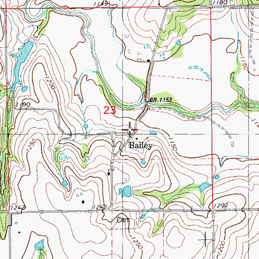 Topographic Map of Bailey, OK
