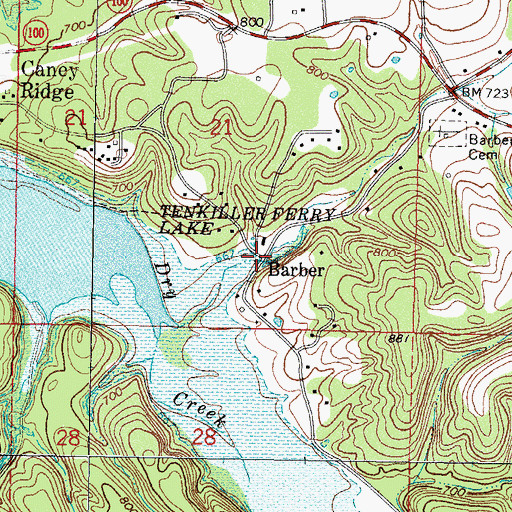 Topographic Map of Barber, OK
