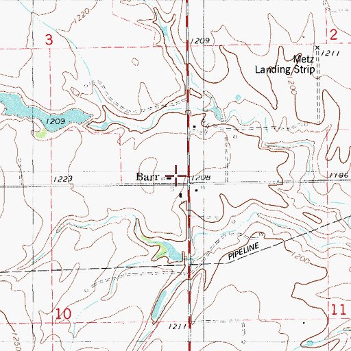 Topographic Map of Barr, OK
