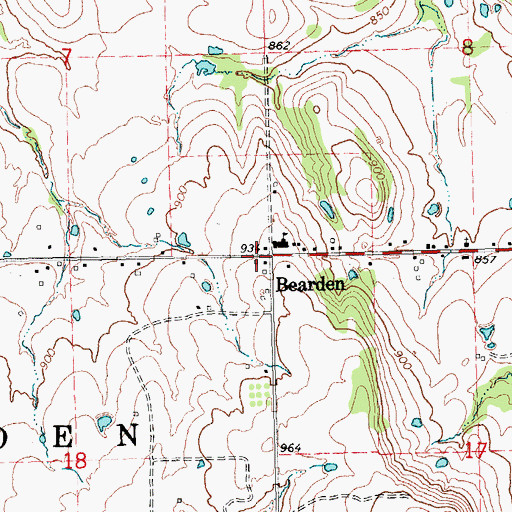 Topographic Map of Bearden, OK