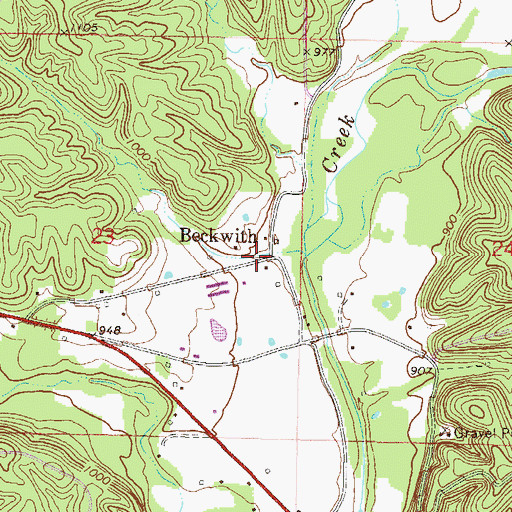 Topographic Map of Beckwith, OK