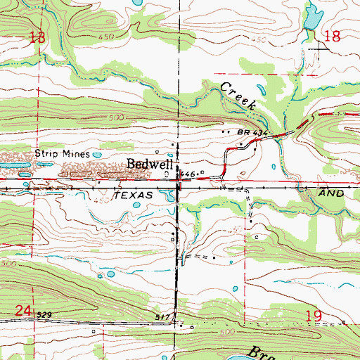 Topographic Map of Bedwell, OK