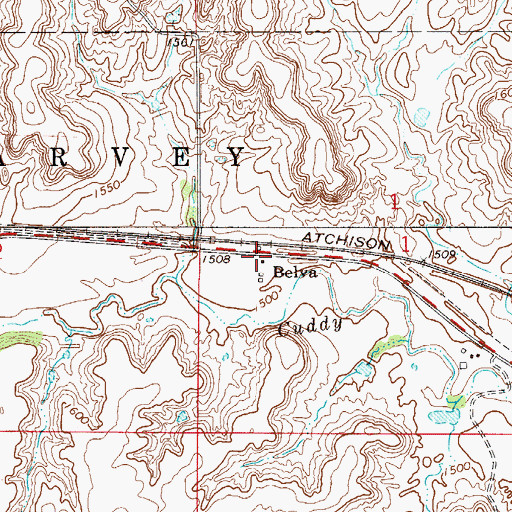 Topographic Map of Belva, OK