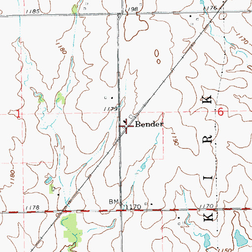 Topographic Map of Bender, OK