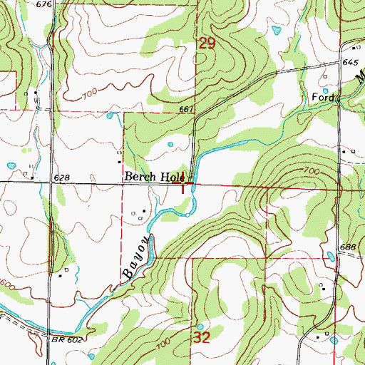 Topographic Map of Berch Hole, OK