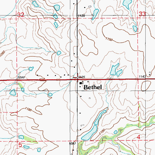 Topographic Map of Bethel, OK