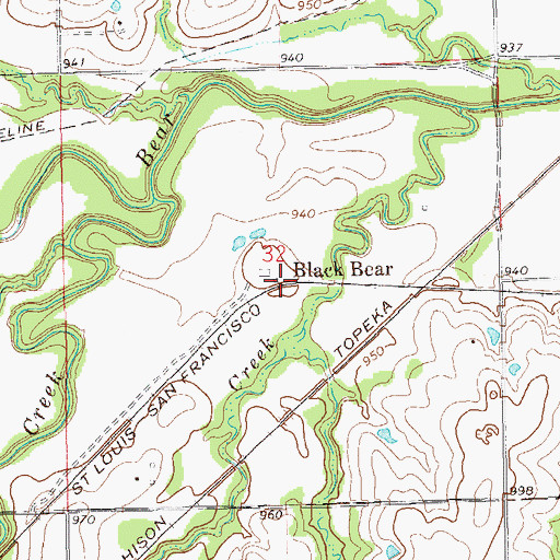 Topographic Map of Black Bear, OK