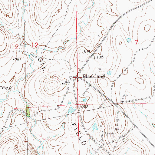 Topographic Map of Blackland, OK