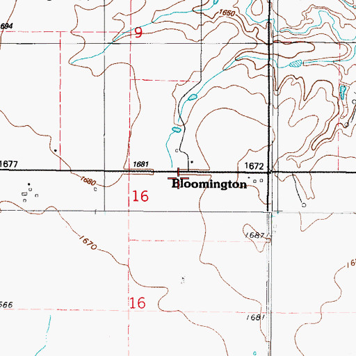 Topographic Map of Bloomington, OK