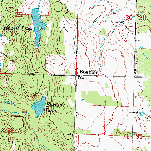 Topographic Map of Boehler, OK