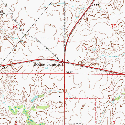 Topographic Map of Bouse Junction, OK