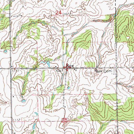 Topographic Map of Box, OK
