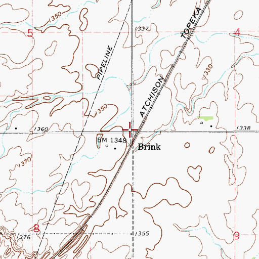Topographic Map of Brink, OK