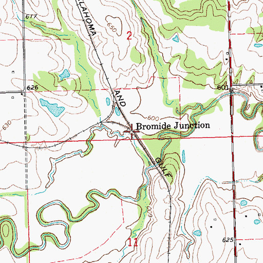Topographic Map of Bromide Junction, OK