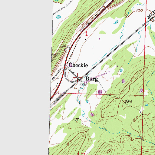 Topographic Map of Burg, OK