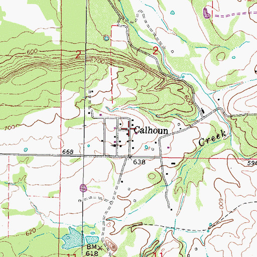 Topographic Map of Calhoun, OK