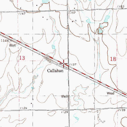 Topographic Map of Callahan, OK