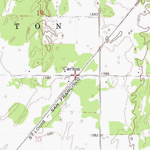 Topographic Map of Carlton, OK
