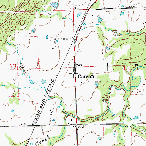 Topographic Map of Carson, OK