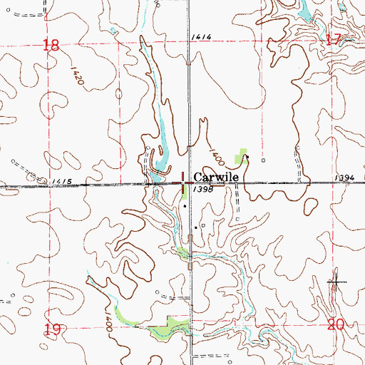 Topographic Map of Carwile, OK