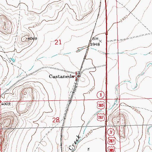 Topographic Map of Castaneda, OK