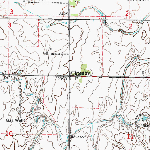 Topographic Map of Catesby, OK