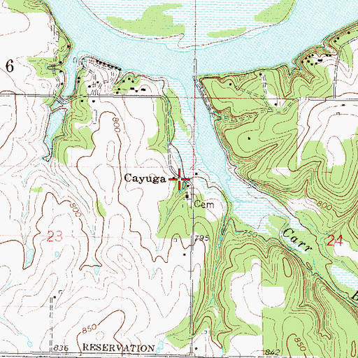 Topographic Map of Cayuga, OK