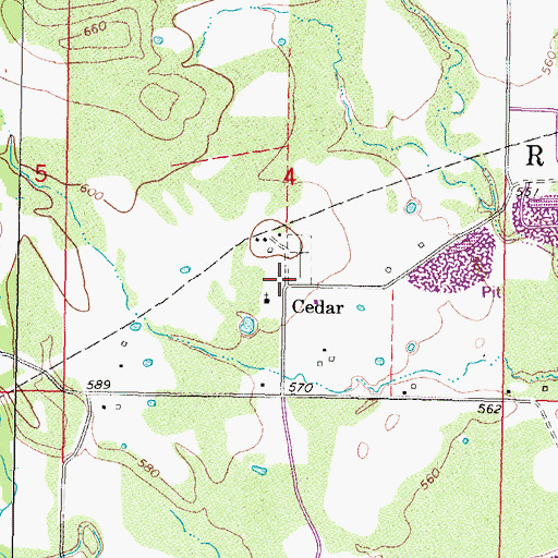 Topographic Map of Cedar, OK