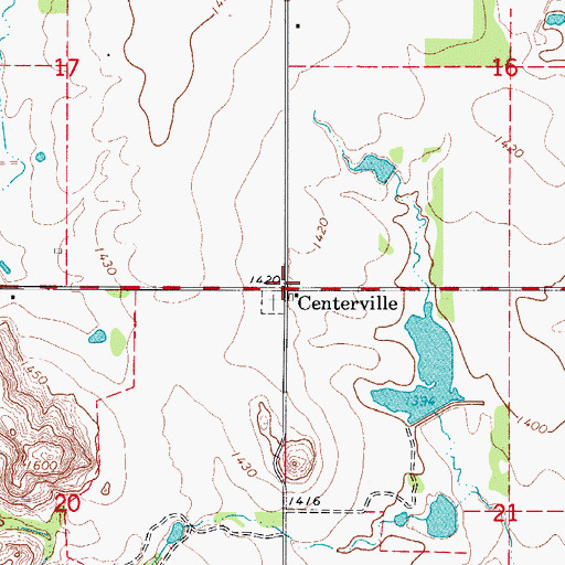 Topographic Map of Centerville, OK