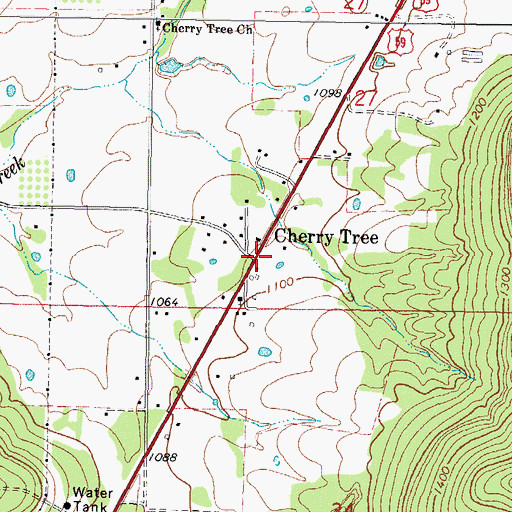 Topographic Map of Cherry Tree, OK