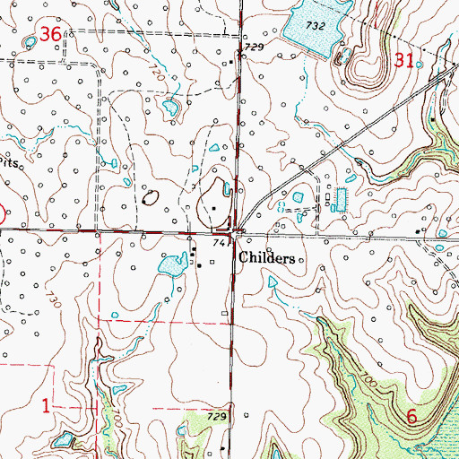 Topographic Map of Childers, OK