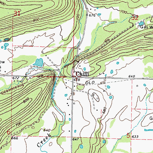 Topographic Map of Chilli, OK