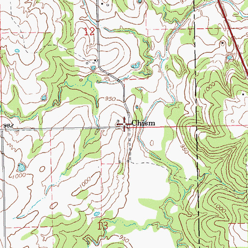 Topographic Map of Chism, OK