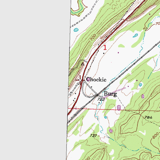 Topographic Map of Chockie, OK
