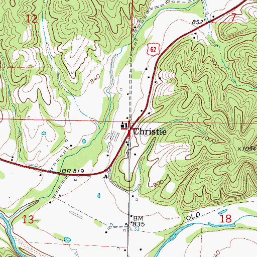 Topographic Map of Christie, OK