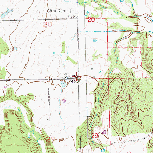 Topographic Map of Citra, OK