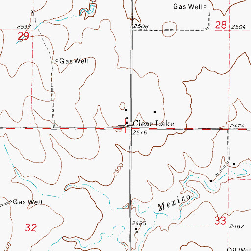 Topographic Map of Clear Lake, OK