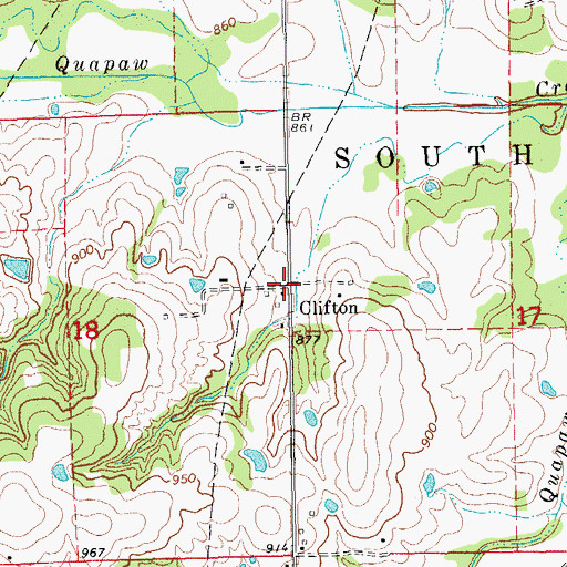 Topographic Map of Clifton, OK