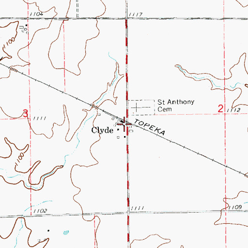 Topographic Map of Clyde, OK