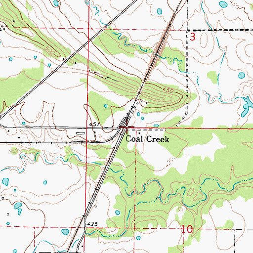 Topographic Map of Coal Creek, OK