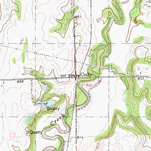 Topographic Map of Cody, OK