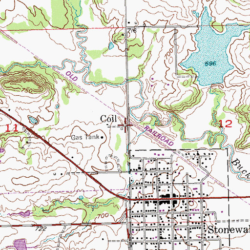 Topographic Map of Coil, OK