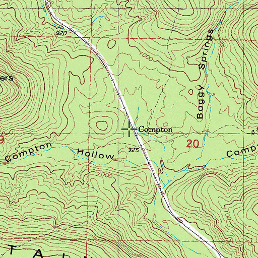Topographic Map of Compton, OK