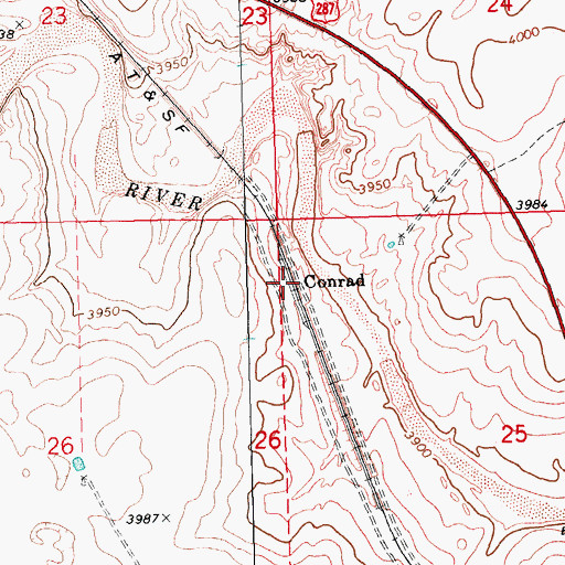 Topographic Map of Conrad, OK