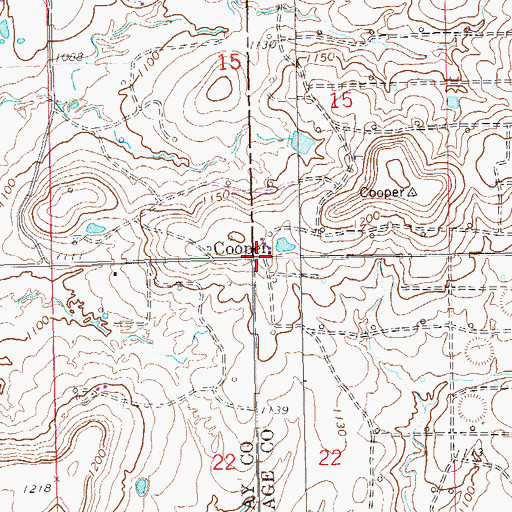 Topographic Map of Cooper, OK