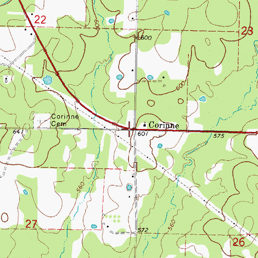 Topographic Map of Corinne, OK