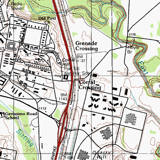 Topographic Map of Corral Crossing, OK