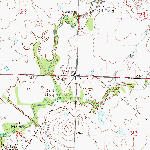 Topographic Map of Cotton Valley, OK