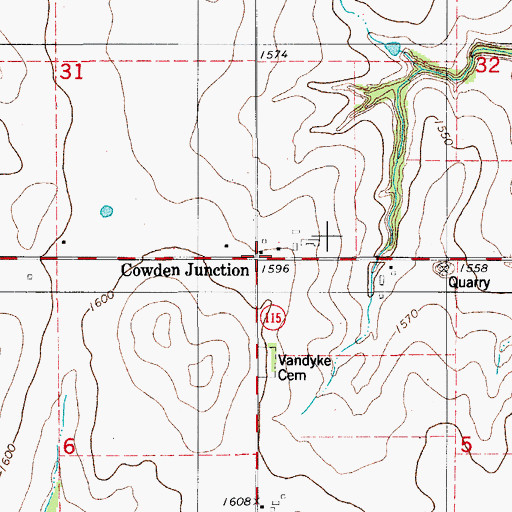 Topographic Map of Cowden Junction, OK