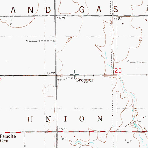 Topographic Map of Cropper, OK